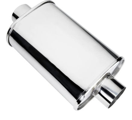 304 Stainless Muffler Mirror Polished 2.5" Inlet 3" Outlet